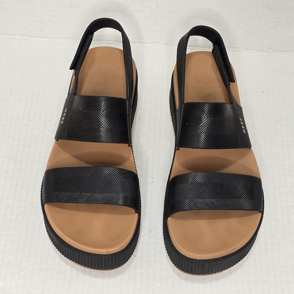 Reef Water Vista Higher Sandals Women's Size 8 Black Tan Platform Vacation - Picture 3 of 13